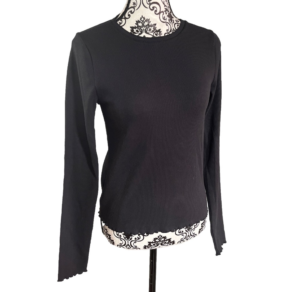 Vintage 90's Women’s Abercrombie & Fitch Long Sleeve Top M Black Minimalist Y2K